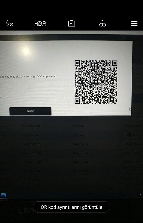 Techsign DOC Read QR code with mobile device or tablet camera