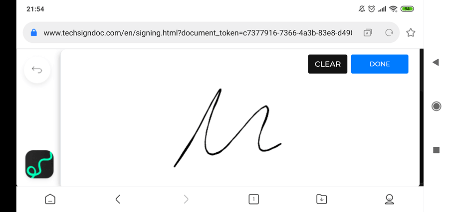 Aubmit electronic signature via mobile smart phone or tablet